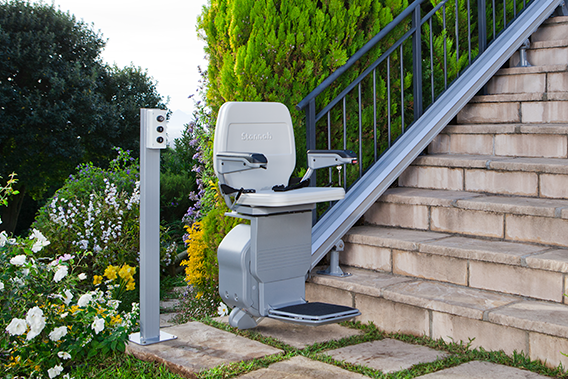 STANNAH new staircase with stairlift rail on outside