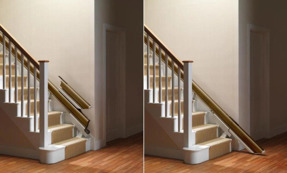 retractable rail stairlift Powered Swivel Option